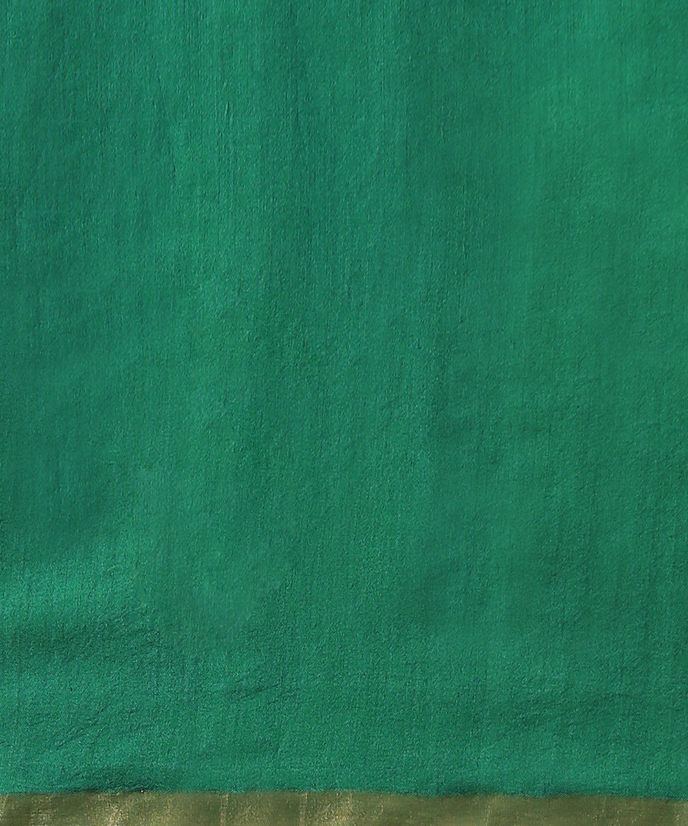 Green_Handloom_Kora_Silk_Banarasi_Saree_With_Horizontal_Stripes_WeaverStory_05