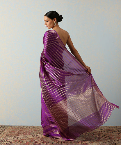Handloom_Purple_Katan_Silk_Banarasi_Saree_With_Horizontal_Stripes_WeaverStory_03