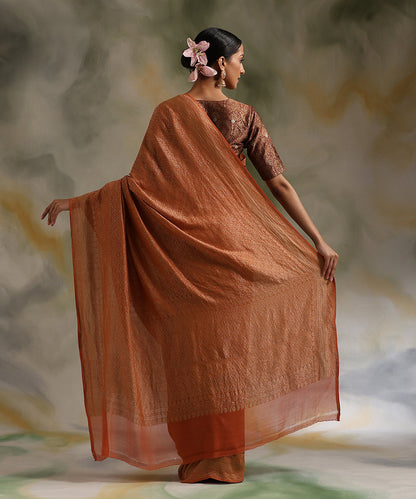 Rust_Handloom_Pure_Tissue_Georgette_Banarasi_Saree_With_Kadhwa_Weave_WeaverStory_03