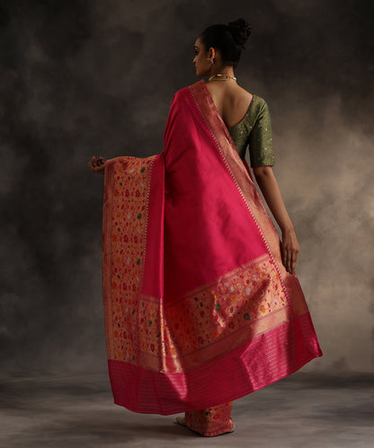 Handloom_Pink_Pure_Katan_Silk_Banarasi_Saree_With_Paithani_Border_WeaverStory_03