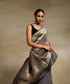 Grey_Handloom_Pure_Georgette_Banarasi_Saree_With_Ajrakh_Printing_And_Zari_Border_WeaverStory_01