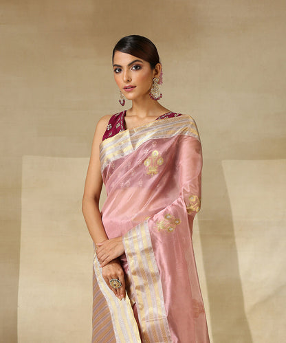 Onion_Pink_Handloom_Pure_Silk_Chanderi_Saree_With_Gold_And_Silver_Zari_Border_And_Floral_Boota_WeaverStory_01
