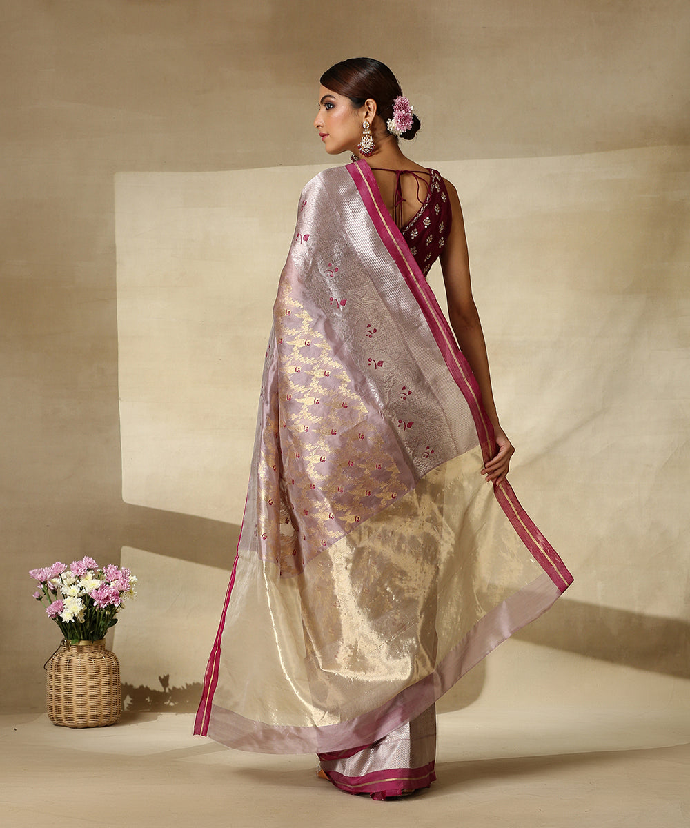 Lilac_Handloom_Pure_Silk_Chanderi_Saree_With_Parrots_Woven_All_Over_WeaverStory_03