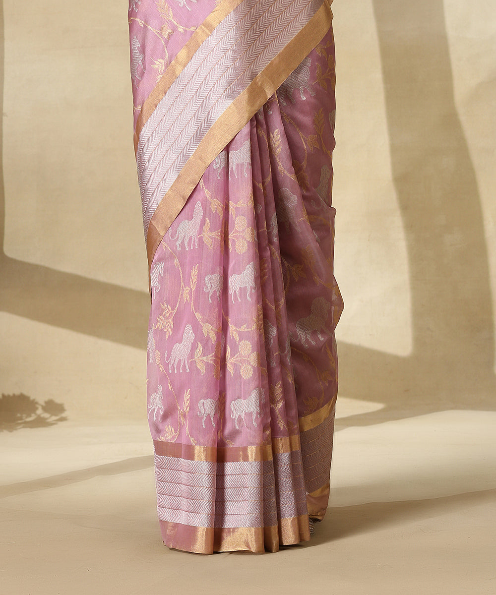 Lilac_Handloom_Pure_Silk_Chanderi_Saree_With_Lion_And_Horses_Woven_All_Over_WeaverStory_04