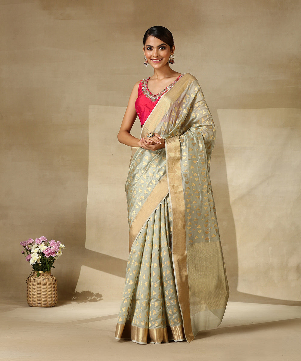 Powder_Blue_Handloom_Pure_Silk_Chanderi_Saree_With_All_Over_Zari_Booti_WeaverStory_02