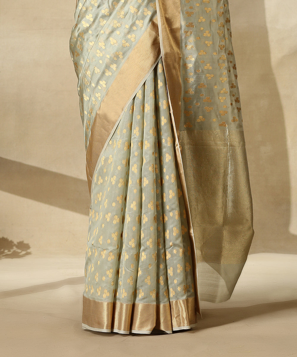 Powder_Blue_Handloom_Pure_Silk_Chanderi_Saree_With_All_Over_Zari_Booti_WeaverStory_04