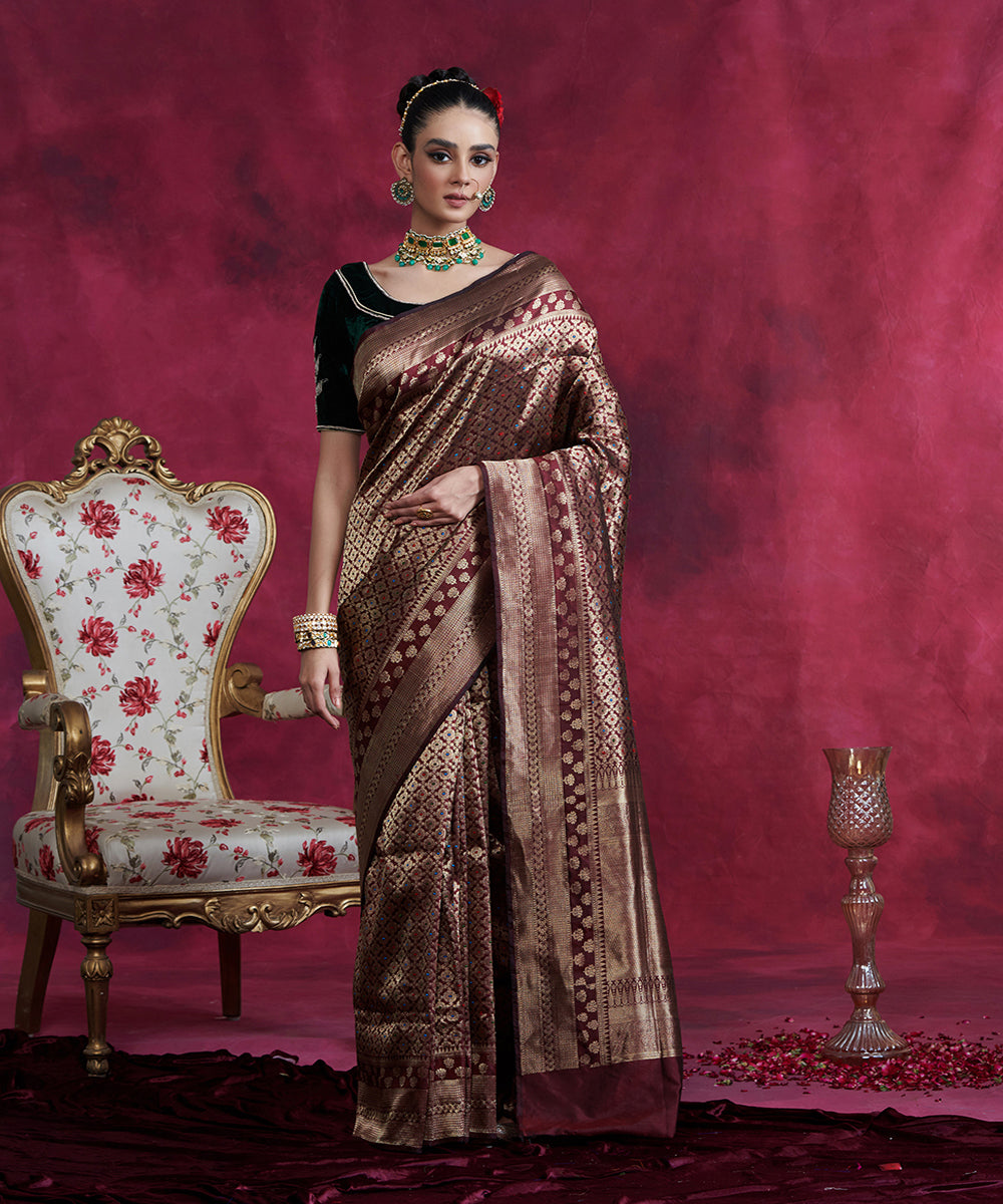 Wine_Handloom_Kimkhab_Pure_Katan_Silk_Banarasi_Saree_WeaverStory_02