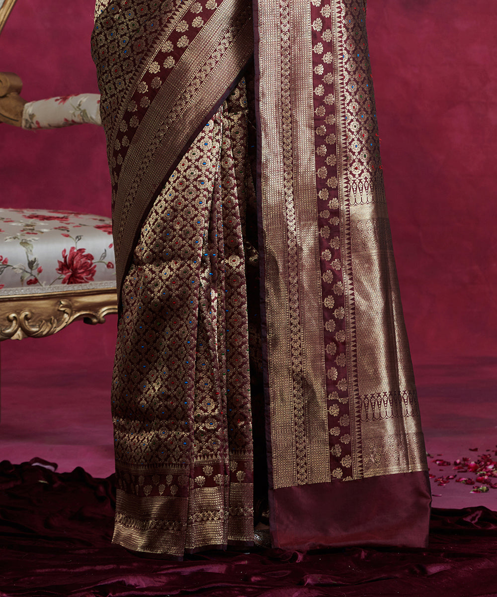 Wine_Handloom_Kimkhab_Pure_Katan_Silk_Banarasi_Saree_WeaverStory_04