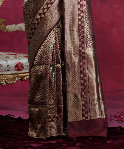 Wine_Handloom_Kimkhab_Pure_Katan_Silk_Banarasi_Saree_WeaverStory_04