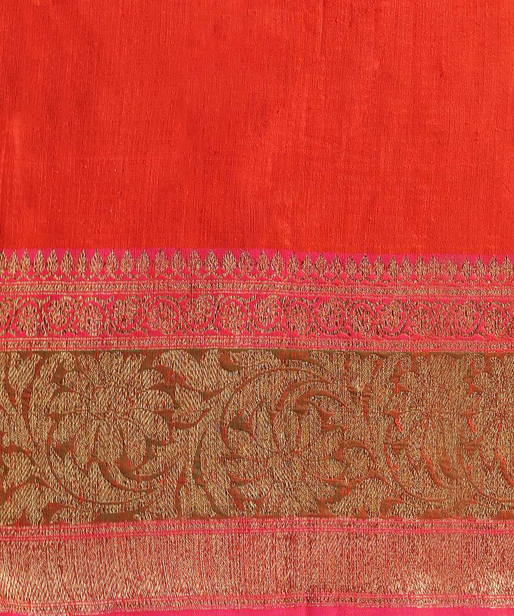 Handloom_Mustard_Dupion_Silk_Banarasi_Saree_With_Broad_Pink_Zari_Border_WeaverStory_05