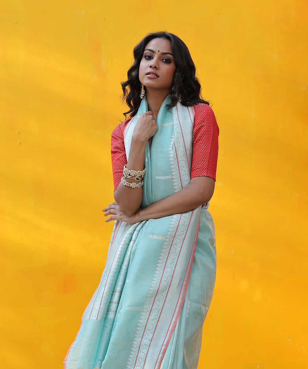 Mint_Green_Handloom_Cotton_Tissue_Banarasi_Saree_With_Kadhwa_Booti_WeaverStory_01