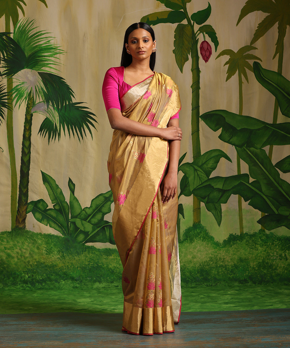 Molten_Gold_Handloom_Pure_Chanderi_Silk_Saree_With_Broad_Zari_Border_WeaverStory_02