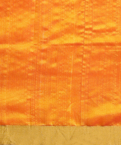 Orange_Handloom_Pure_Silk_Chanderi_Saree_With_Zari_Booti_WeaverStory_05