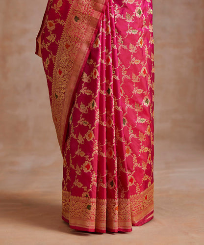 Handloom_Hot_Pink_Pure_Katan_Silk_Banarasi_Saree_With_Meenakari_Jaal_WeaverStory_04