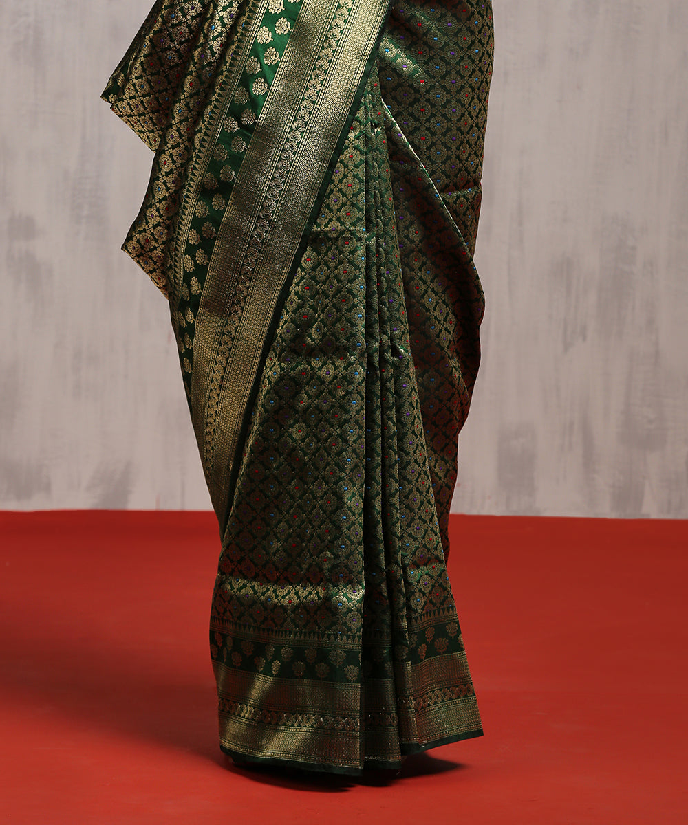 Handloom_Emerald_Green_Kimkhab_Pure_Katan_Silk_Banarasi_Saree_With_Meenakari_WeaverStory_04