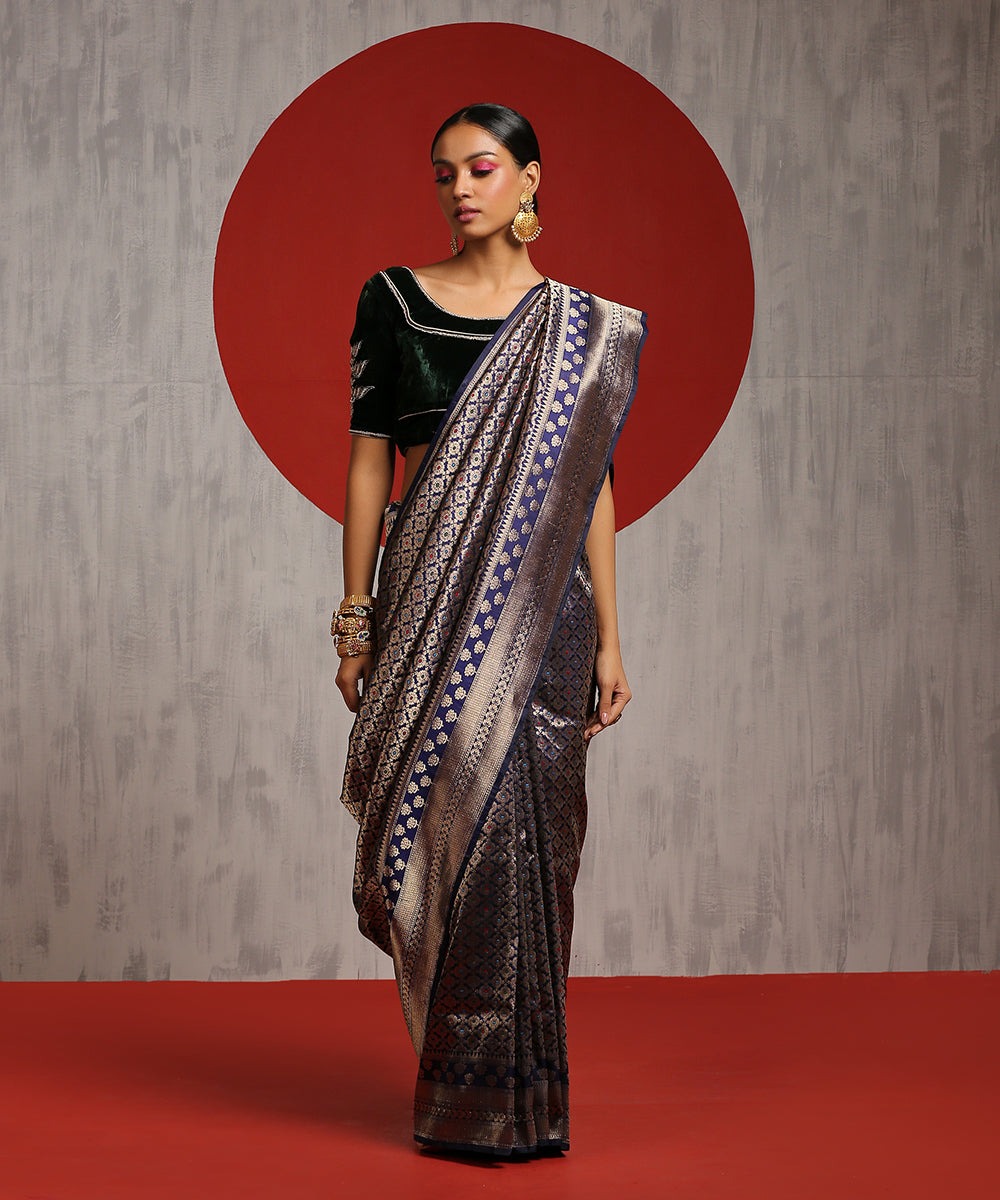 Blue_Handloom_Pure_Katan_Silk_Kimkhab_Banarasi_Saree_With_Meenakari_WeaverStory_02