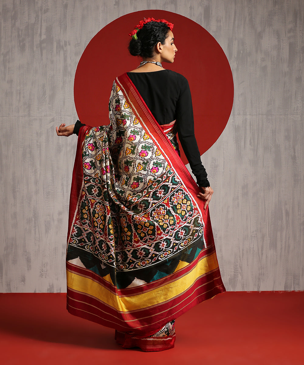 Handloom_Black_And_Green_Tissue_Weft_Patola_Saree_In_Twill_Weave_WeaverStory_03