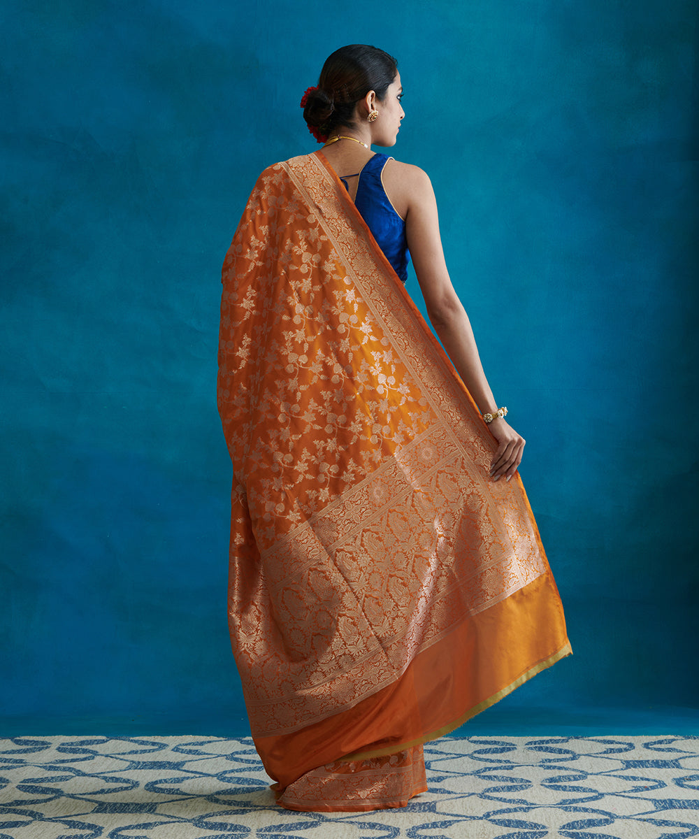 Handloom_Orange_Pure_Katan_Silk_Banarasi_Saree_With_Cutwork_Jaal_WeaverStory_03