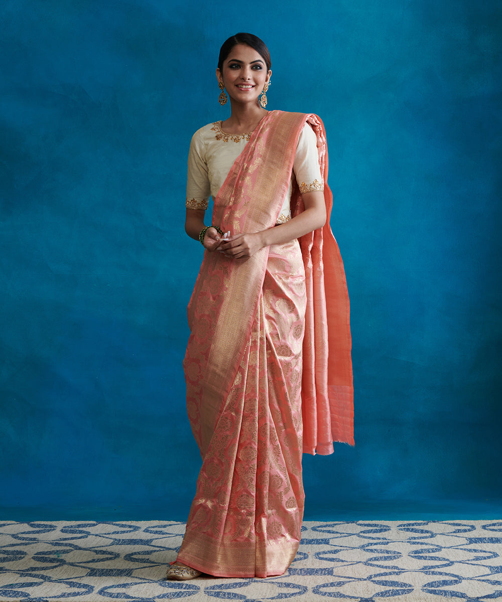 Rose_Pink_Handloom_Pure_Katan_Silk_Banarasi_Saree_With_Zari_Border_WeaverStory_02