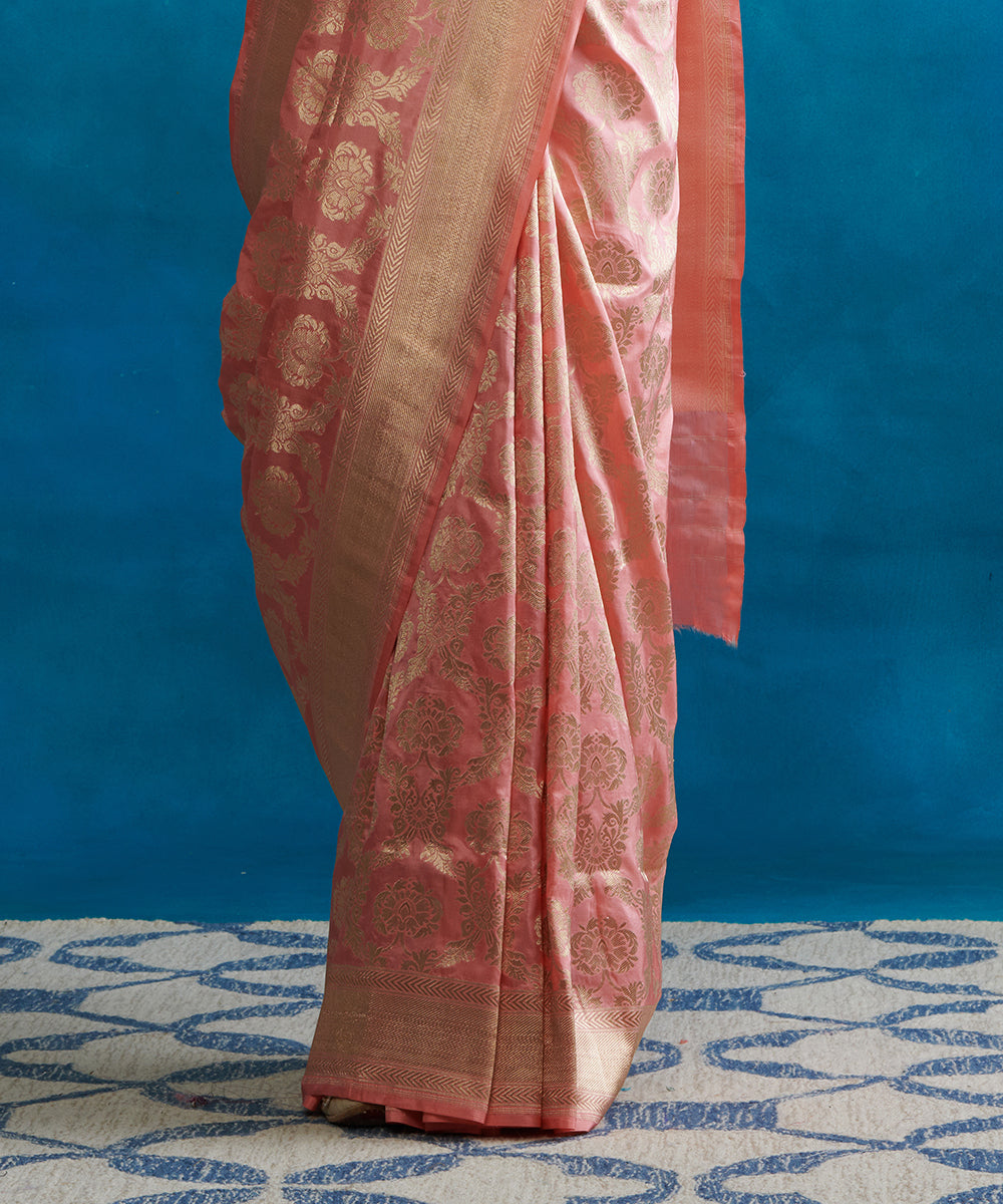 Rose_Pink_Handloom_Pure_Katan_Silk_Banarasi_Saree_With_Zari_Border_WeaverStory_04