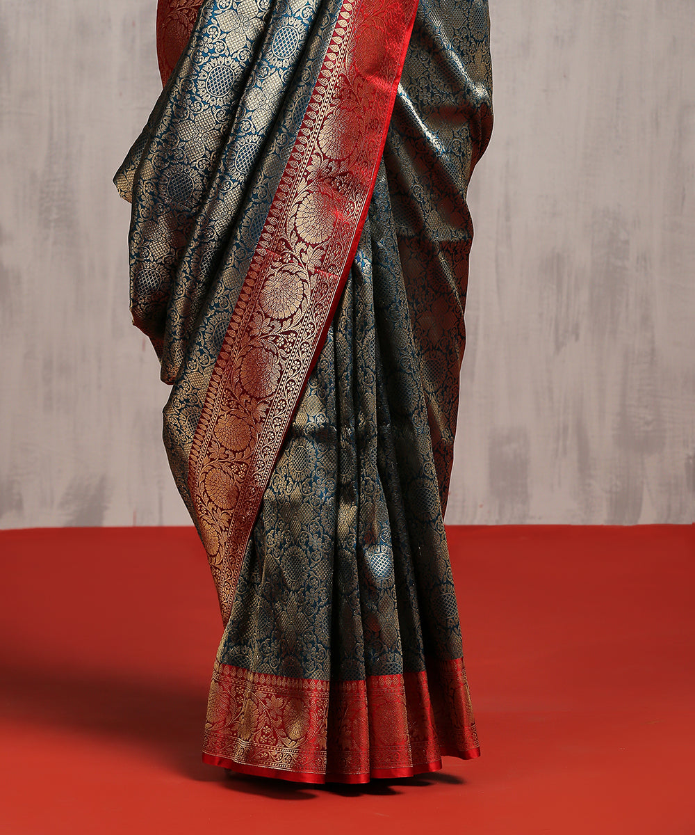 Handloom_Blue_Pure_Katan_Silk_Banarasi_Saree_With_Antique_Zari_WeaverStory_04