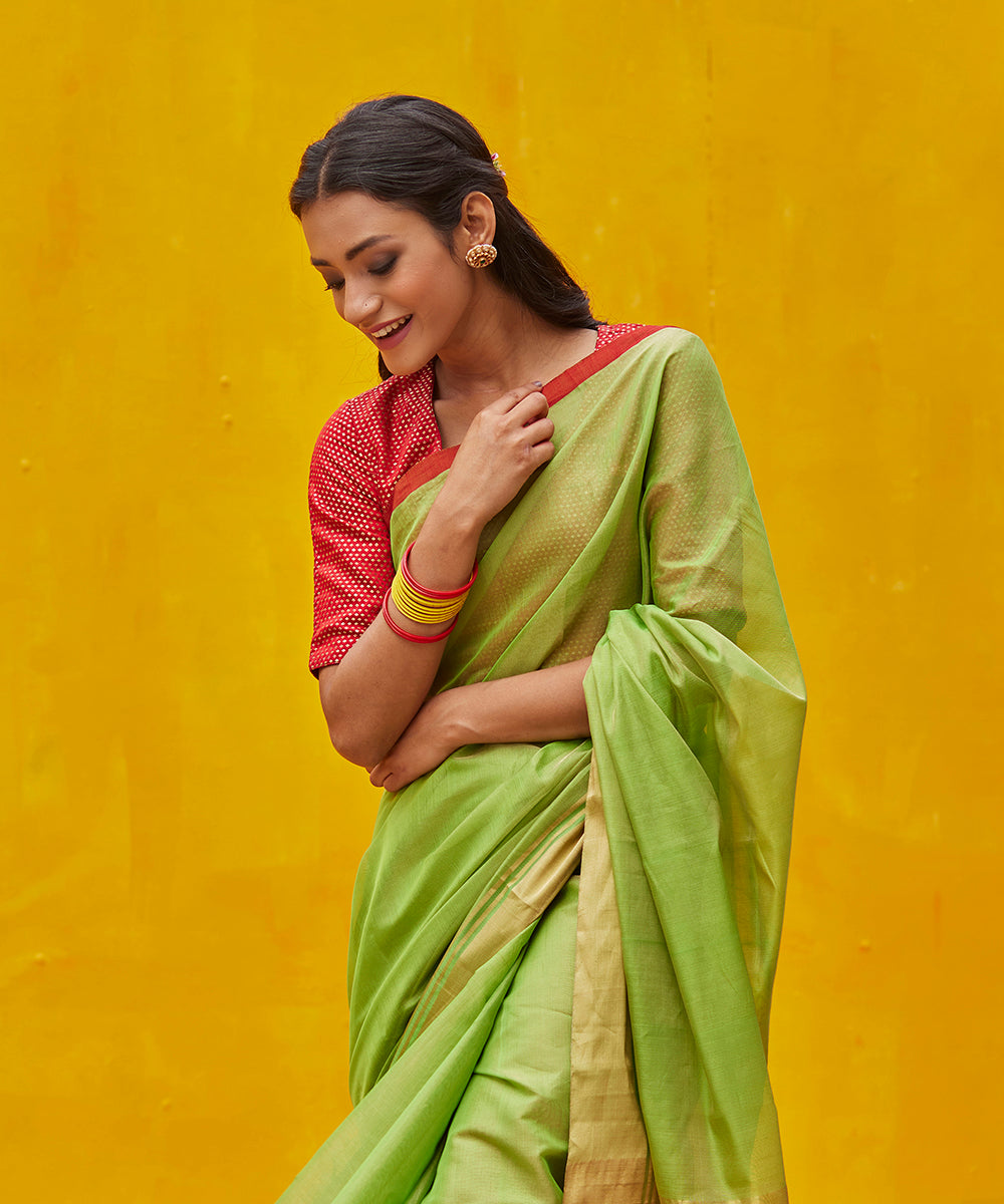 Lime_Green_Handloom_Pure_Tissue_Chanderi_Saree_WeaverStory_01