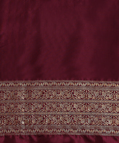 Wine_Handloom_Pure_Katan_Silk_Kimkhab_Banarasi_Saree_With_Gold_Zari_With_Floral_Border_WeaverStory_05