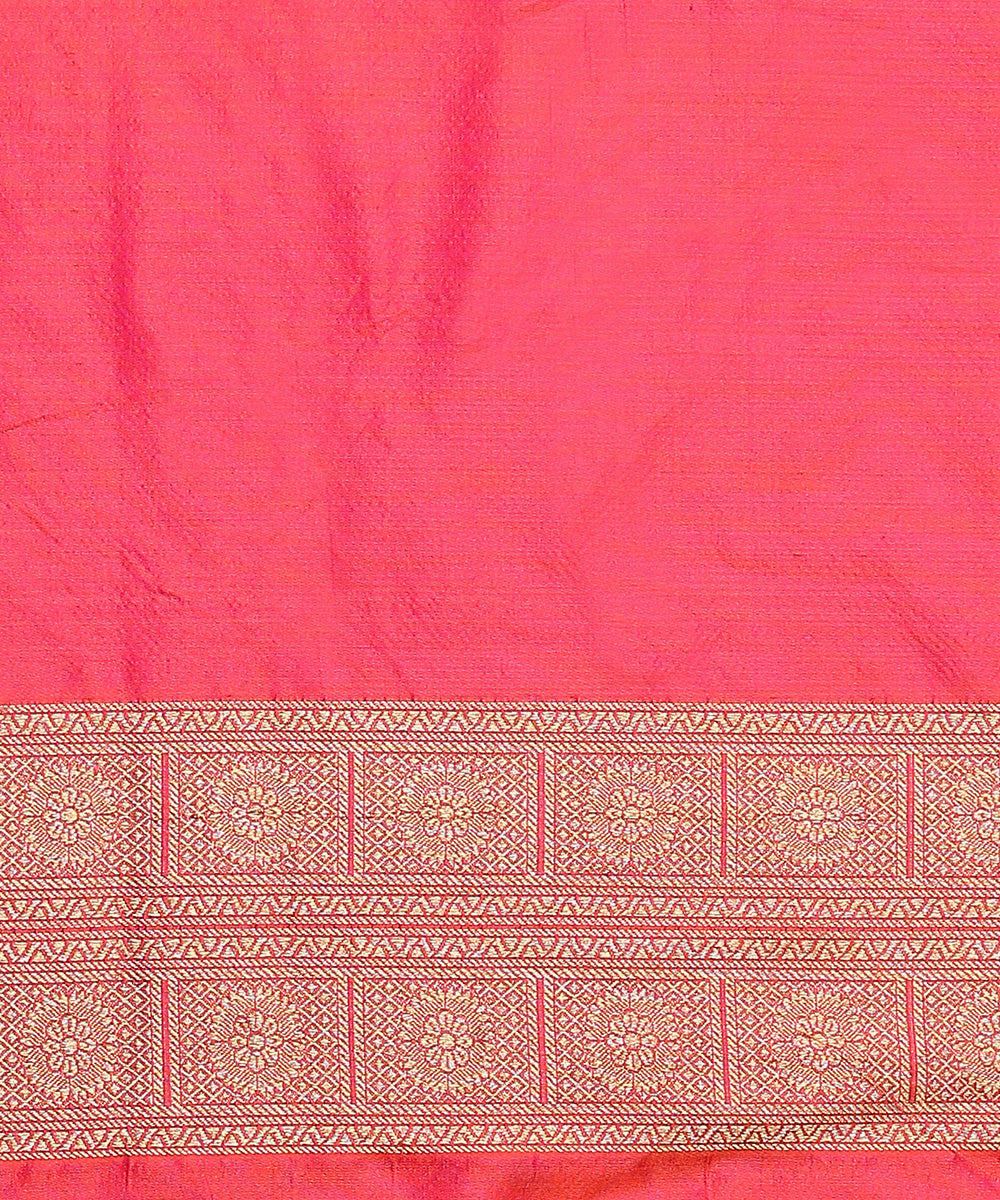 Handloom_Pink_Dual_Tone_Pure_Silk_Tissue_Kimkhab_Banarasi_Saree_With_Green_Selvedge_WeaverStory_05