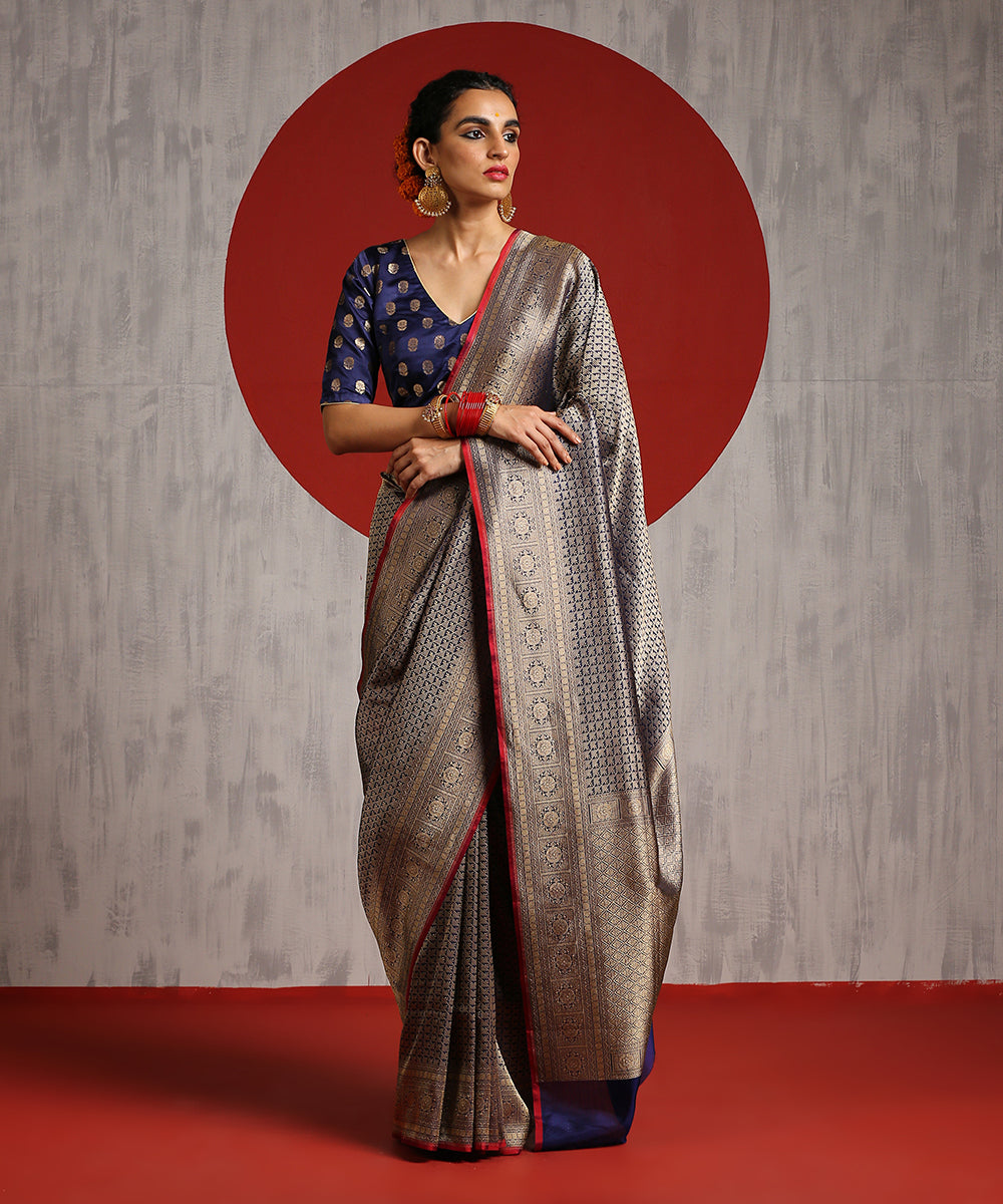 Handloom_Blue_Pure_Katan_Silk_Kimkhab_Banarasi_Saree_With_Red_Selvedge_WeaverStory_02