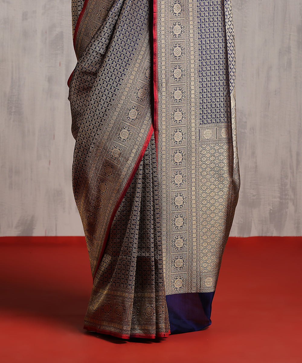 Handloom_Blue_Pure_Katan_Silk_Kimkhab_Banarasi_Saree_With_Red_Selvedge_WeaverStory_04