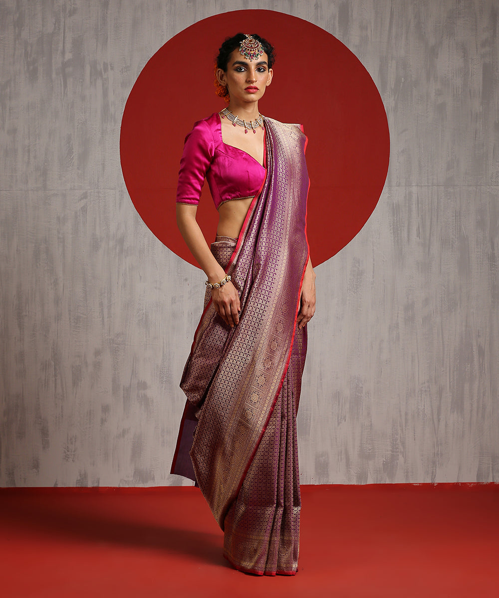 Handloom_Purple_Pure_Katan_Silk_Banarasi_Saree_With_Red_Selvedge_With_Gold_Zari_WeaverStory_02