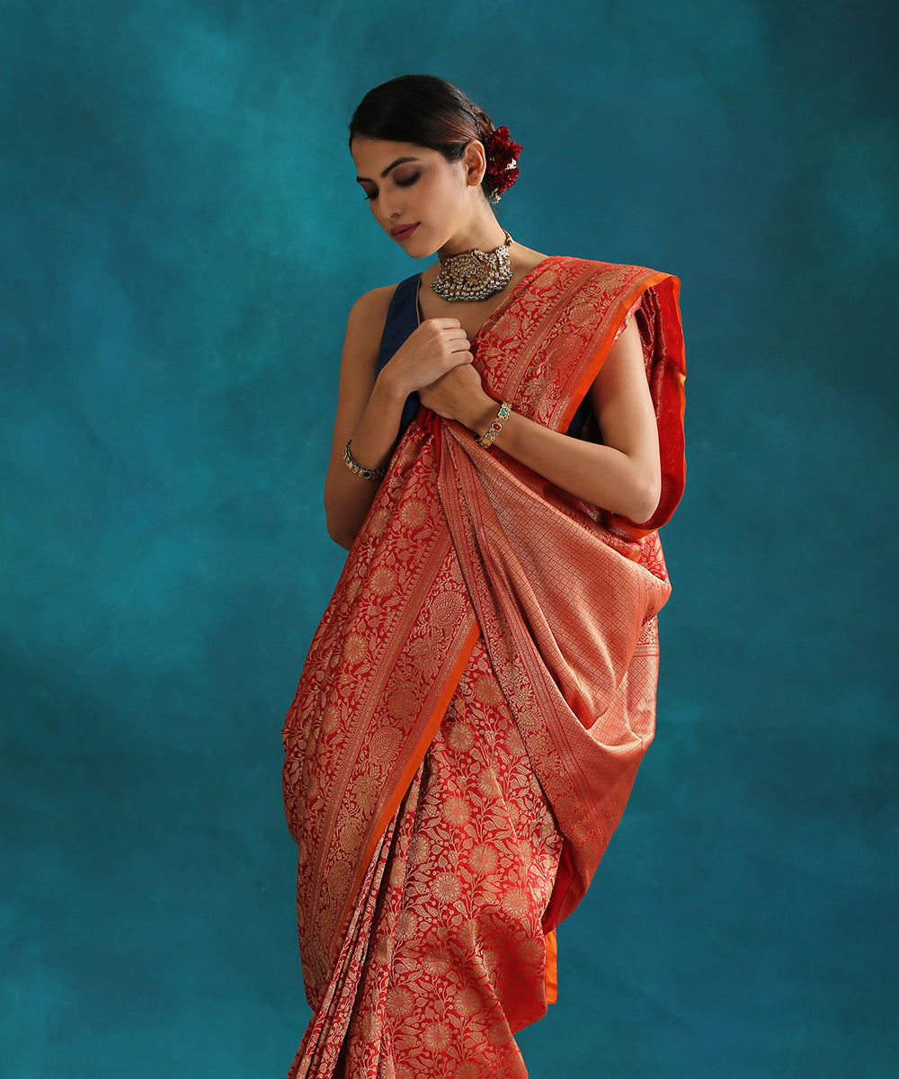 Red_Handloom_Pure_Katan_Silk_Banarasi_Saree_With_Gold_Zari_Work_WeaverStory_01