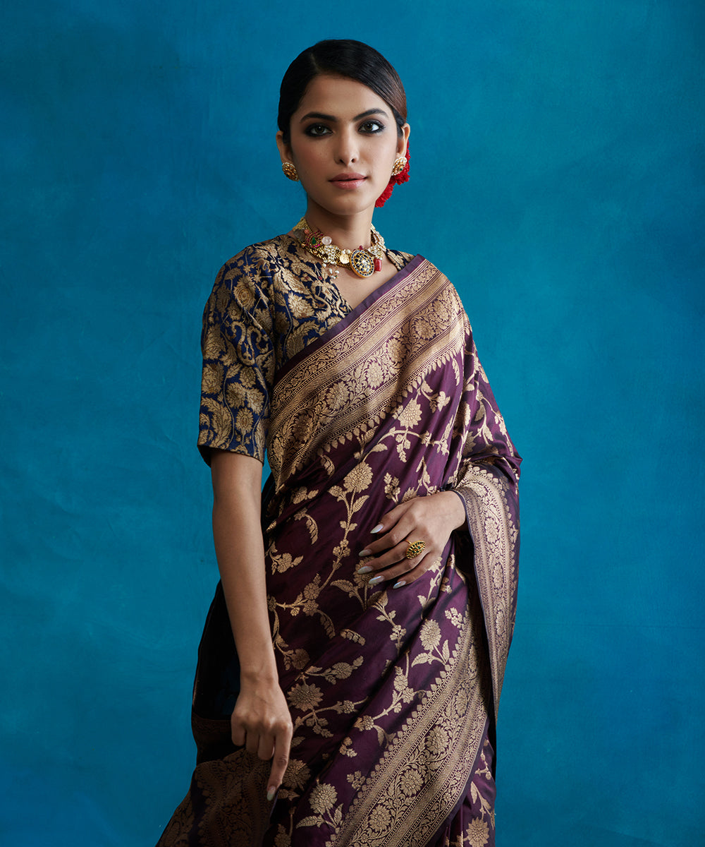 Purple_Handloom_Pure_Katan_Silk_Banarasi_Saree_With_Cutwork_Jaal_WeaverStory_01