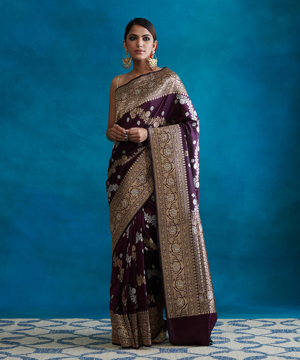 Purple_Handloom_Pure_Katan_Silk_Banarasi_Saree_With_Sona_Rupa_Aada_Jaal_WeaverStory_02