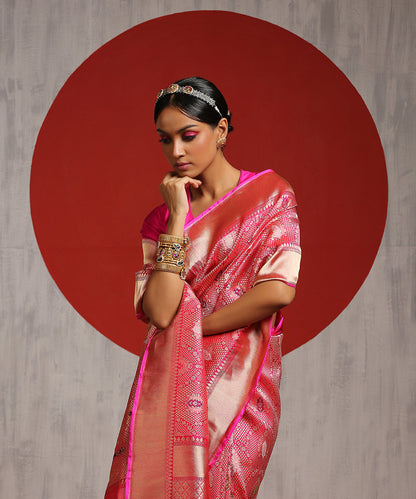 Pink_Handloom_Tanchoi_Pure_Katan_Silk_Banarasi_Saree_With_Meenakari_WeaverStory_01