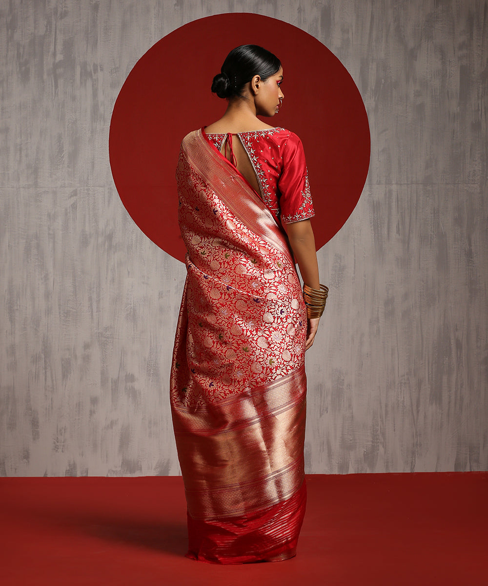 Red_Handloom_Pure_Katan_Silk_Meenakari_Zari_Tanchoi_Saree_WeaverStory_03