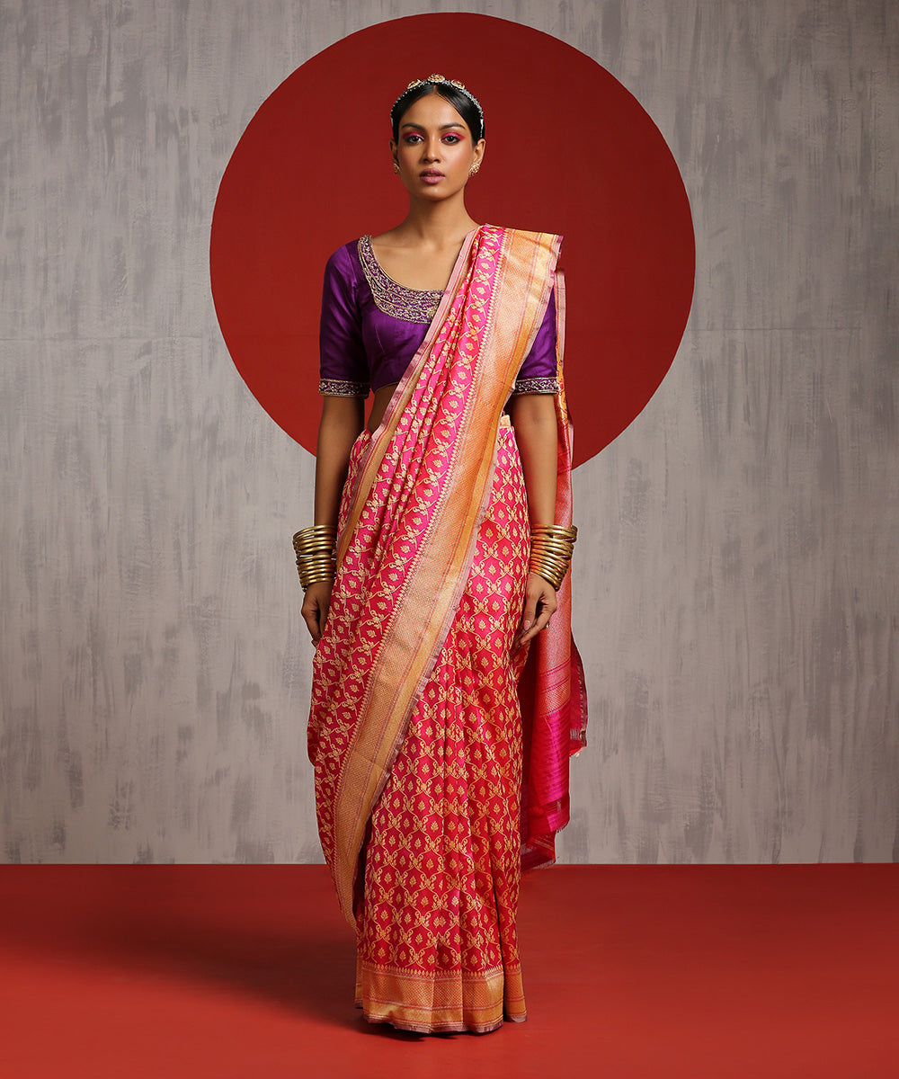 Pink_Handloom_Tissue_Silk_Tanchoi_Banarasi_Saree_With_Weft_Zari_Weave_WeaverStory_02