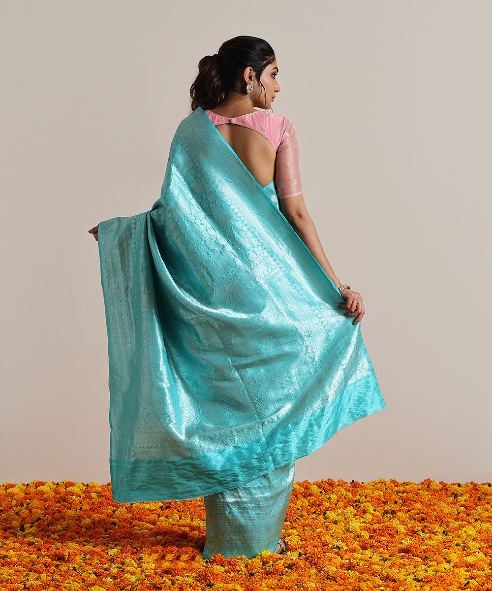 Turquoise_Handloom_Blue_Pure_Katan_Silk_Brocade_Banarasi_Saree_WeaverStory_03