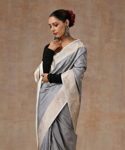 Handloom_Grey_Pure_Katan_Silk_Saree_With_Kadhwa_Border_WeaverStory_01