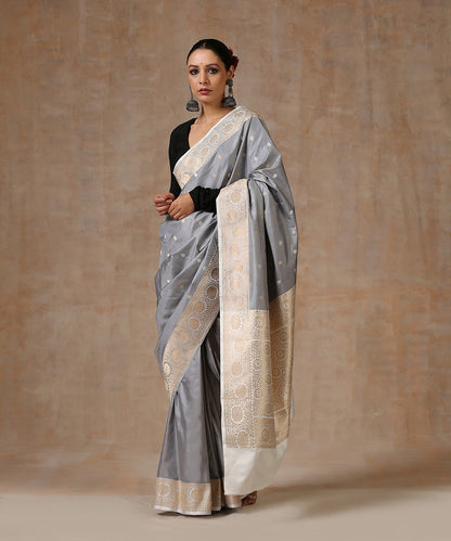 Handloom_Grey_Pure_Katan_Silk_Saree_With_Kadhwa_Border_WeaverStory_02