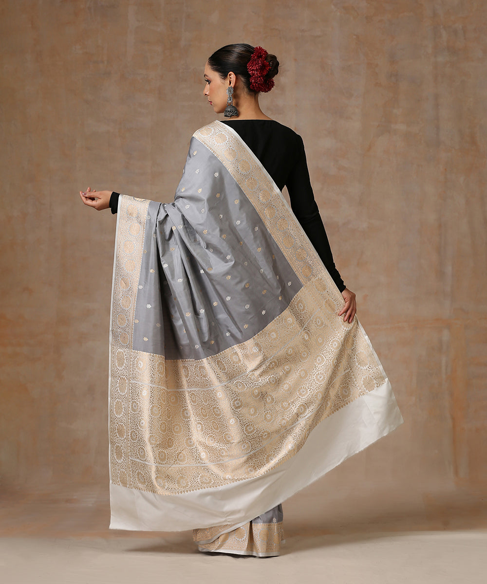 Handloom_Grey_Pure_Katan_Silk_Saree_With_Kadhwa_Border_WeaverStory_03