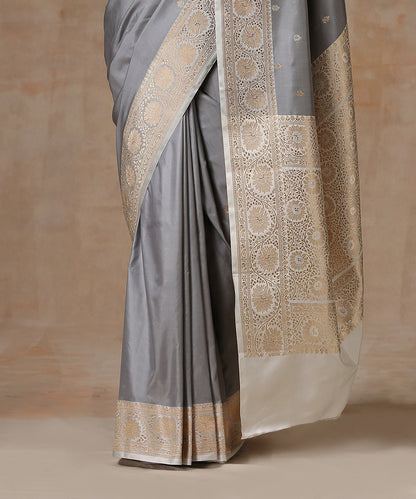 Handloom_Grey_Pure_Katan_Silk_Saree_With_Kadhwa_Border_WeaverStory_04