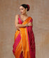 Pink_Pure_Satin_Silk_Saree_With_Mustard_Border_And_Zari_Vertical_Stripes_WeaverStory_01