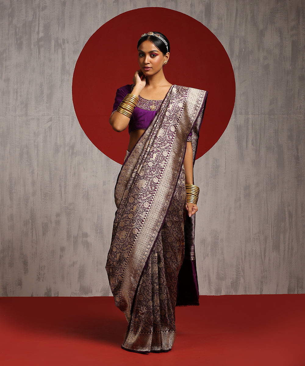 Handloom_Purple_Shikargah_Pure_Katan_Silk_Banarasi_Saree_WeaverStory_02