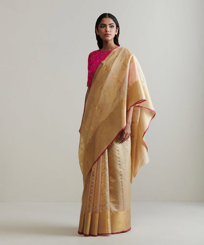 Gold_Handloom_Tissue_Silk_Chanderi_Saree_With_Gold_Stripes_WeaverStory_02
