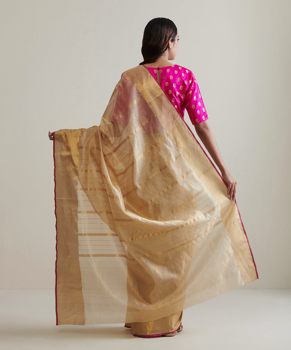 Gold_Handloom_Tissue_Silk_Chanderi_Saree_With_Gold_Stripes_WeaverStory_03