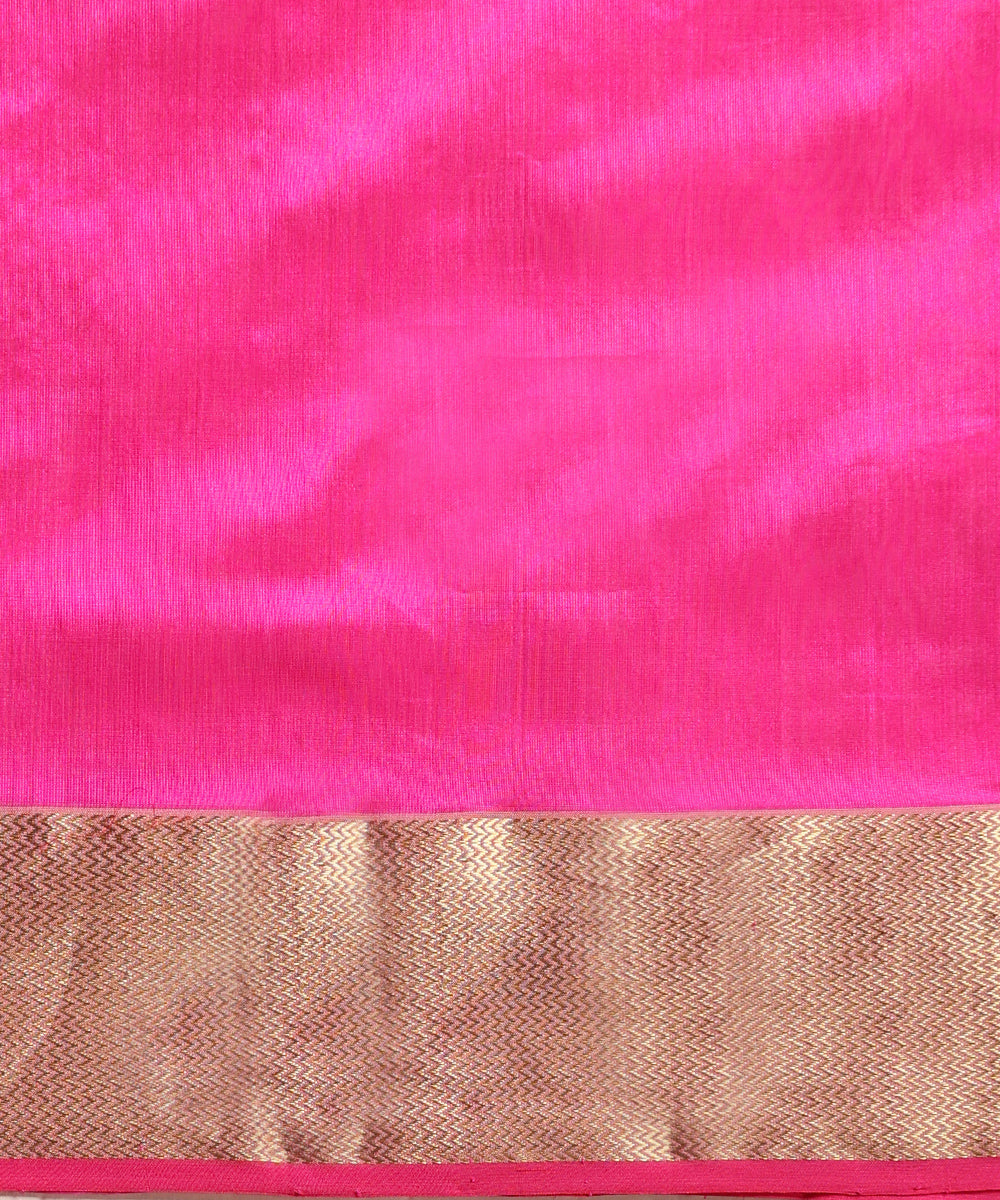 Hot_Pink_Handloom_Chanderi_Silk_Saree_With_Nakshi_Border_WeaverStory_05