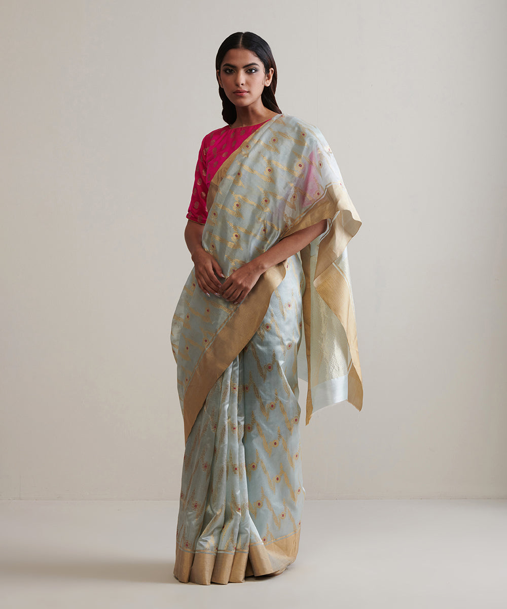 Powder_Blue_Handloom_Pure_Chanderi_Saree_Silk_With_Zari_Jaal_WeaverStory_02