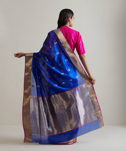 Royal_Blue_Handloom_Pure_Chanderi_Silk_Saree_With_Zari_Border_And_Small_Zari_Boota_WeaverStory_03