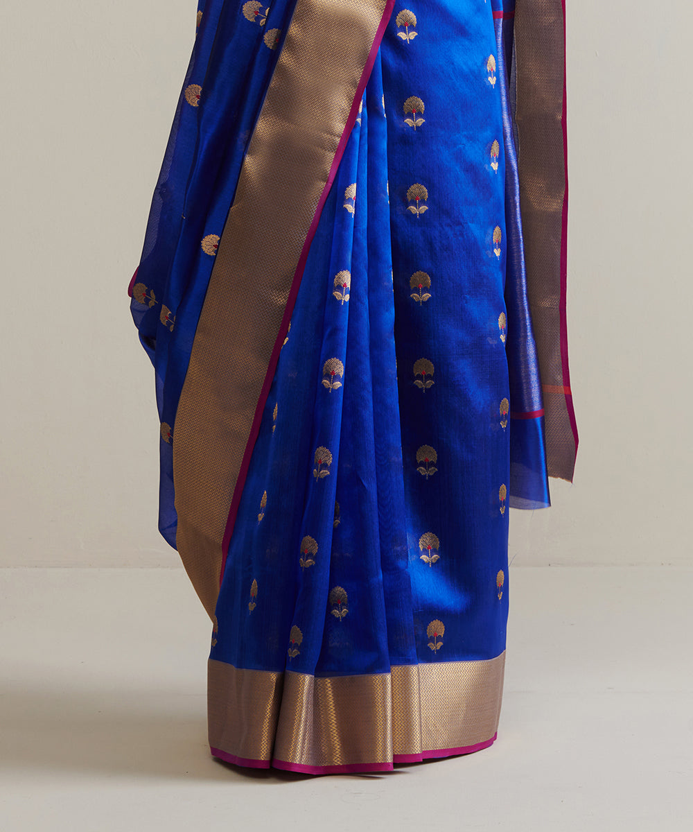 Royal_Blue_Handloom_Pure_Chanderi_Silk_Saree_With_Zari_Border_And_Small_Zari_Boota_WeaverStory_04